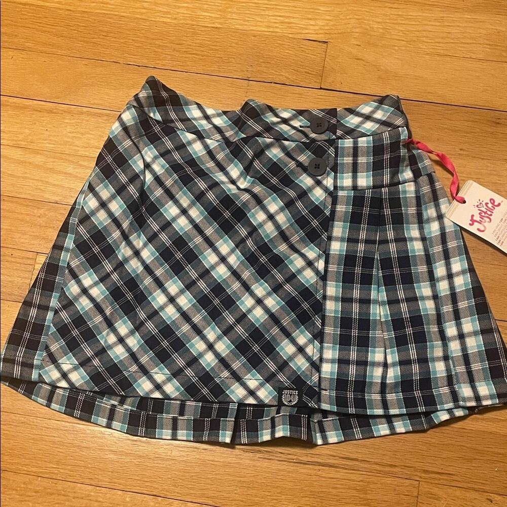 Justice Blue Plaid Mini Skirt skort medium